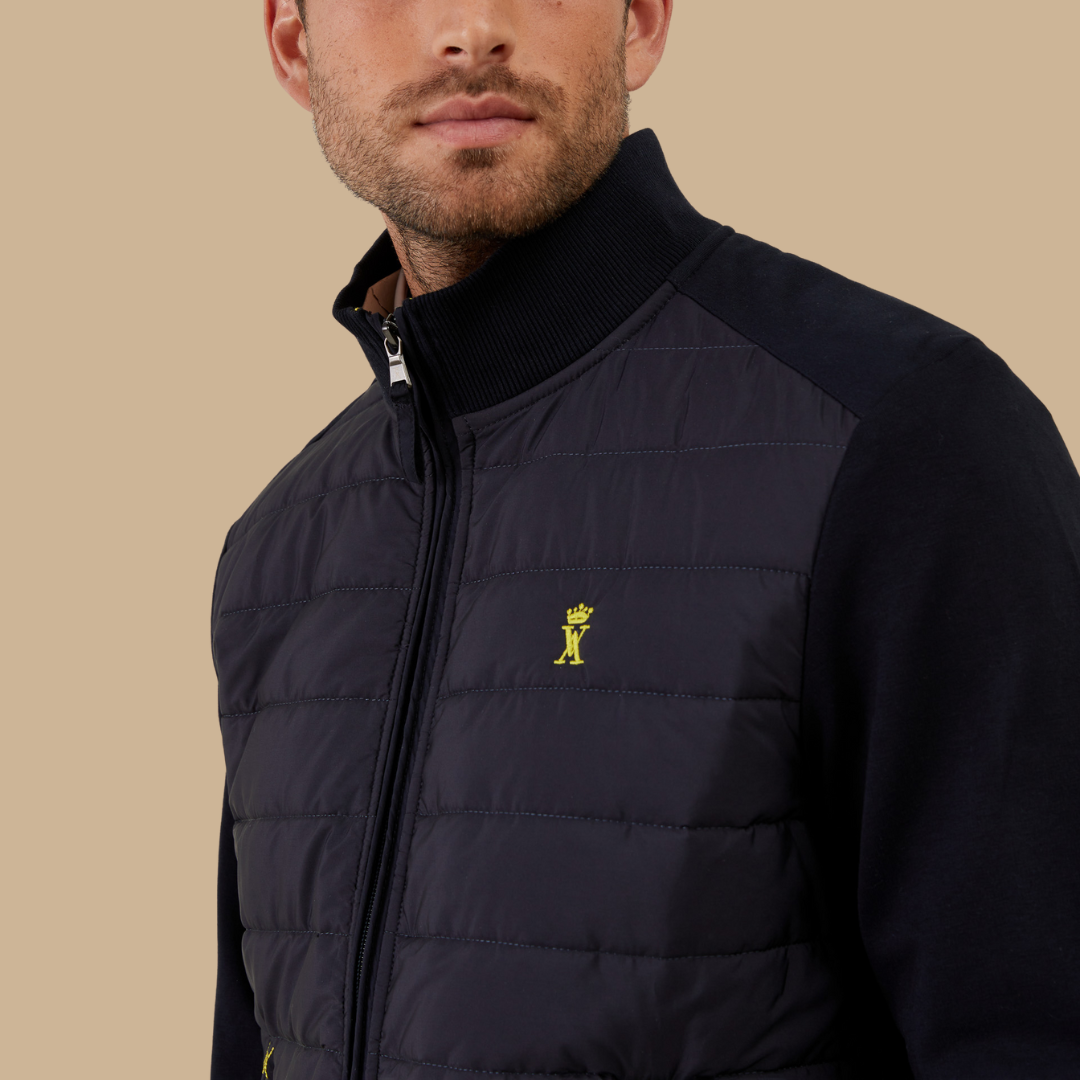 OLAF Men's Quilted Cotton Jacket - Navy Blue