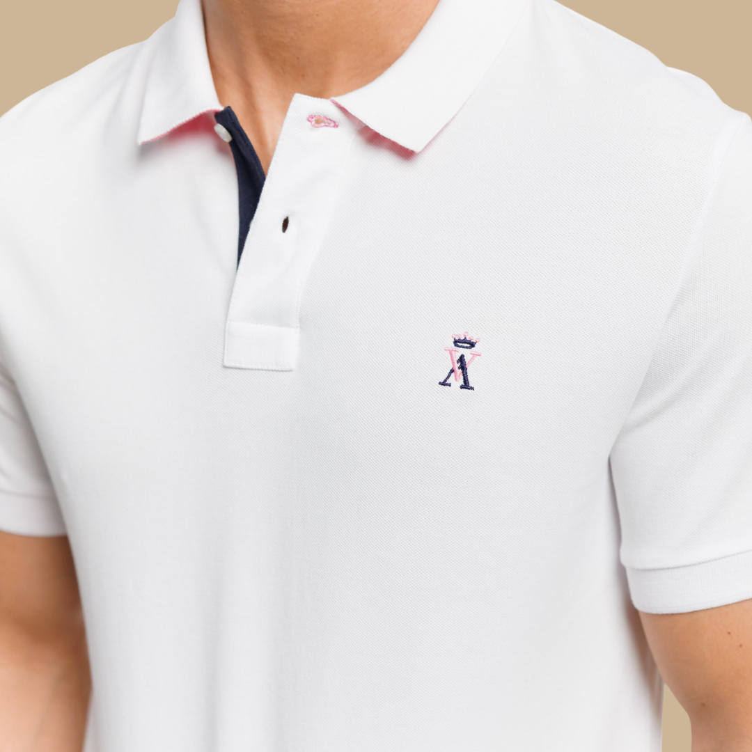PIBO short-sleeved polo shirt 100% cotton pique - White