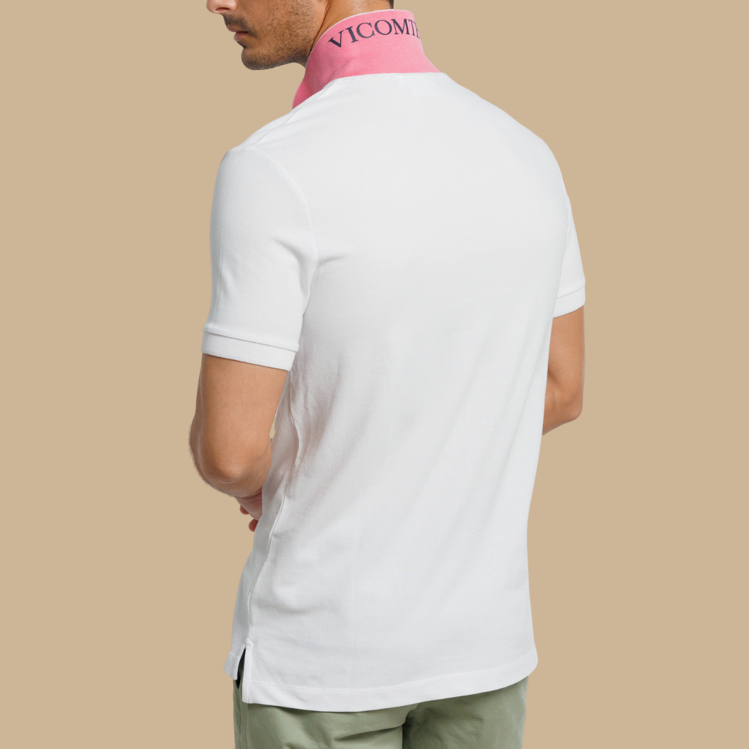 PIBO short-sleeved polo shirt 100% cotton pique - White