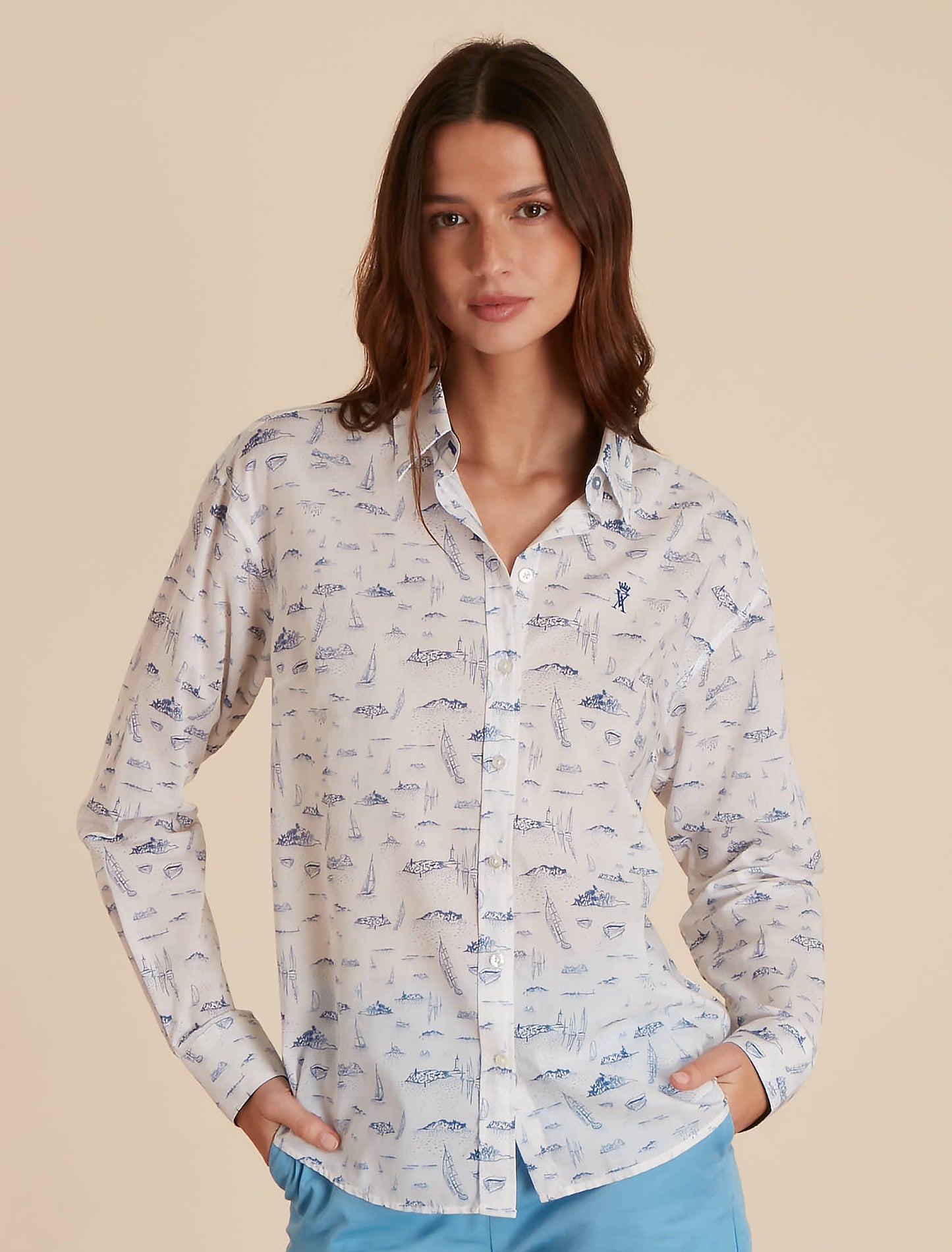 Chemise Motifs Horizon Mer
