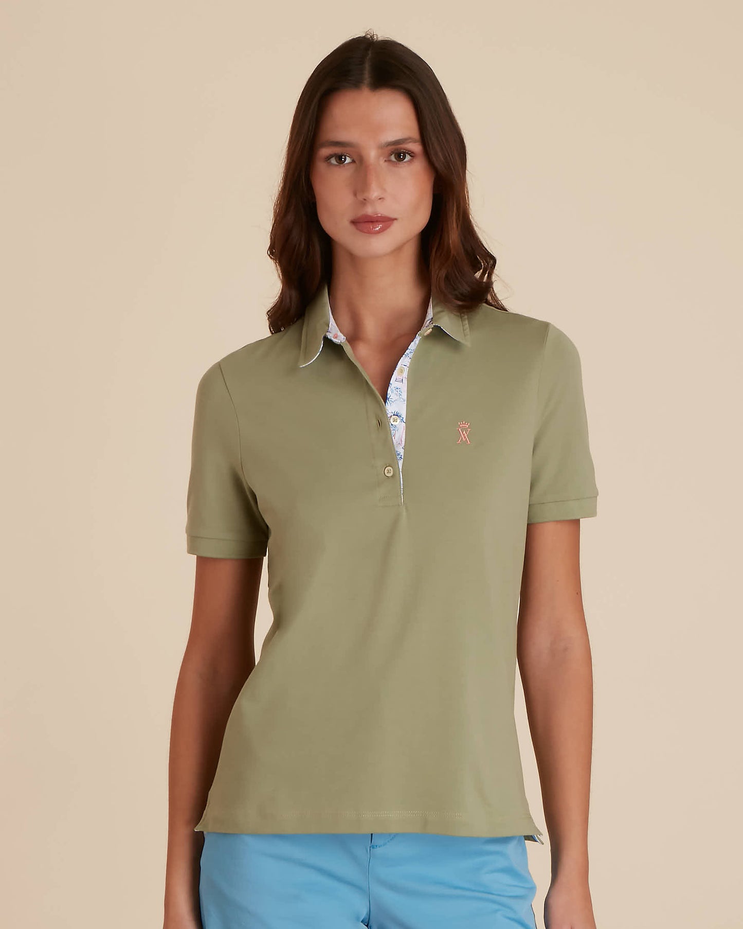 Polo à details imprimé garrigue