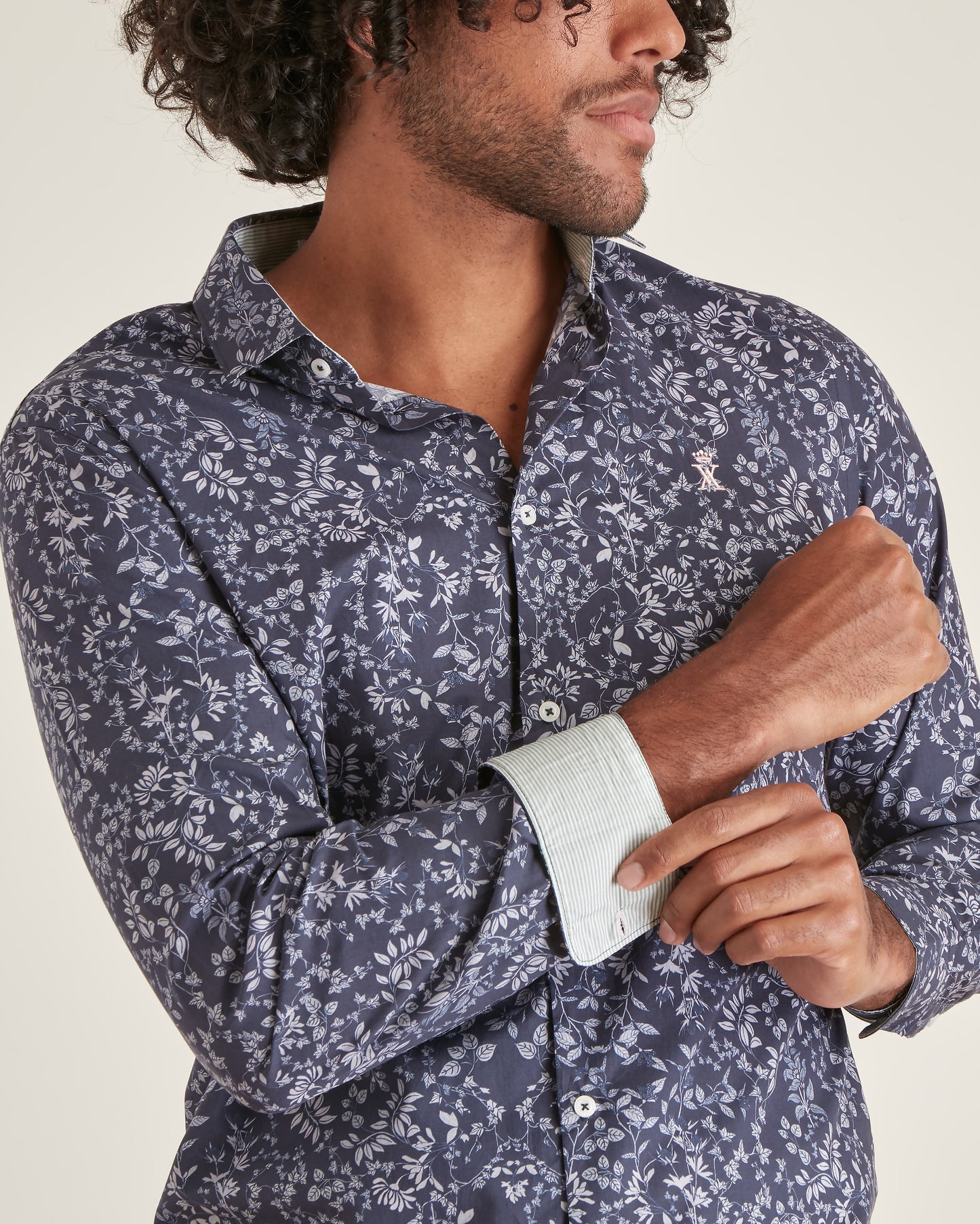 Chemise Slim à Imprimé Feuillage