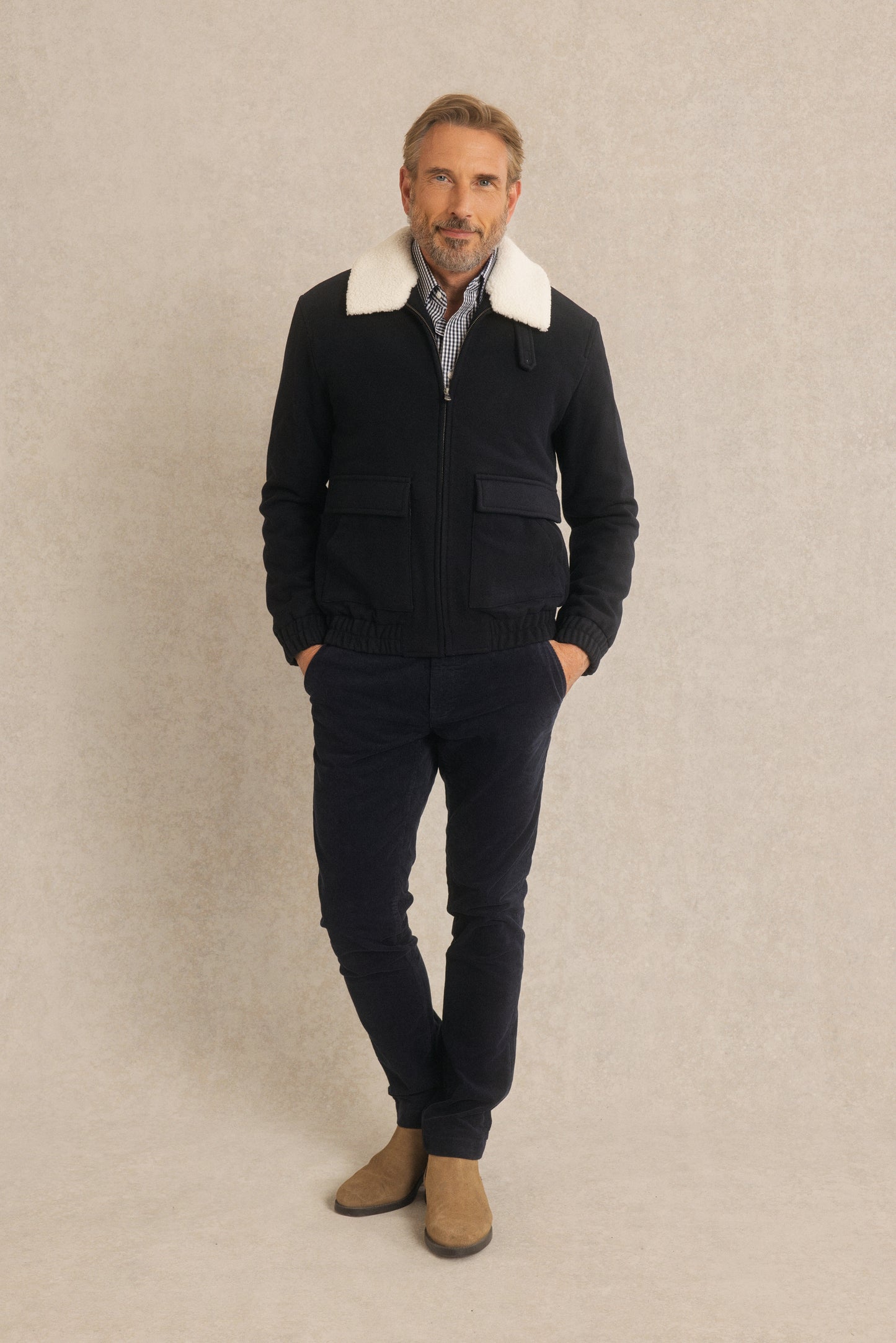 Blouson avec Col en Fourrure