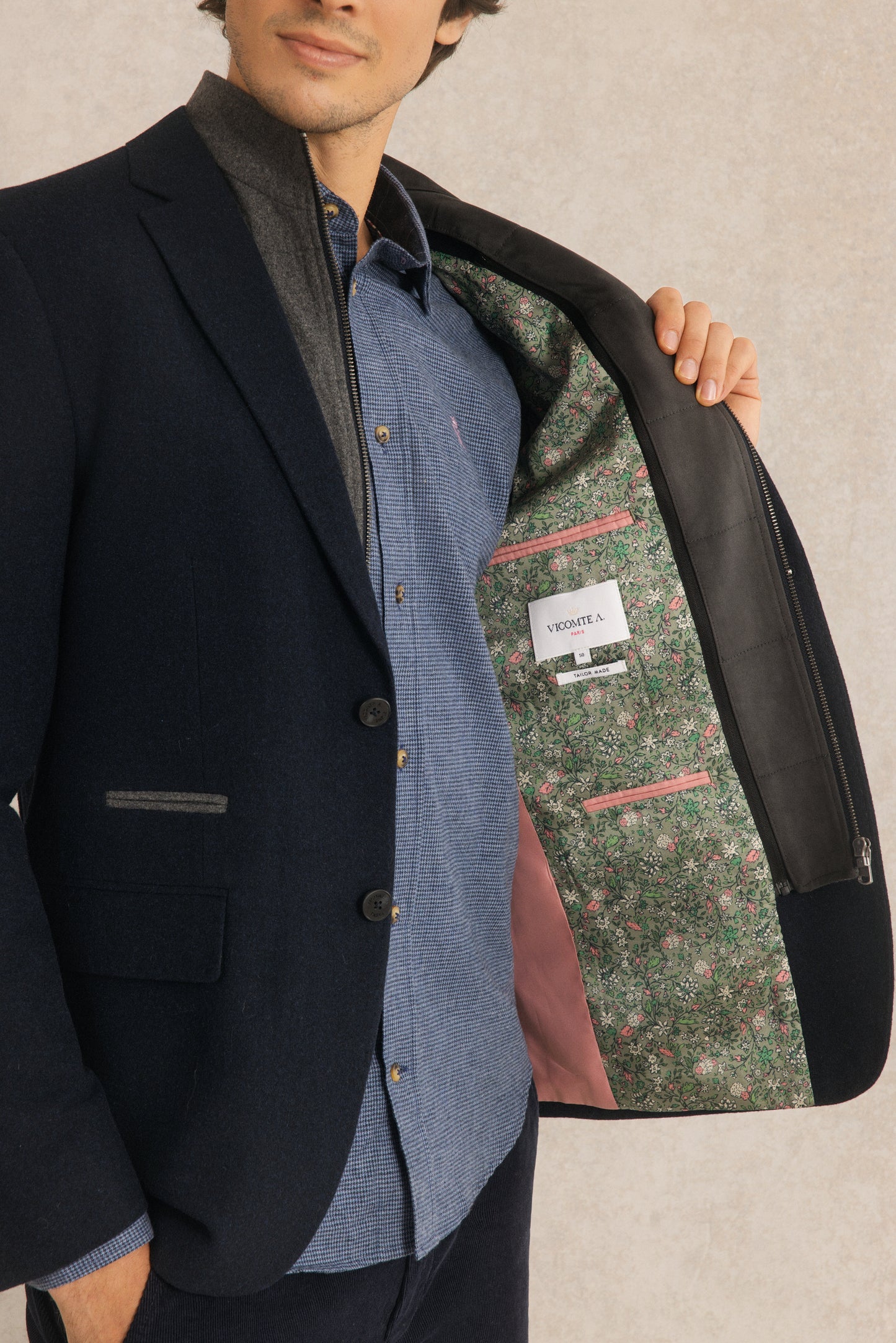 Blazer Ajusté Uni avec Parmenture