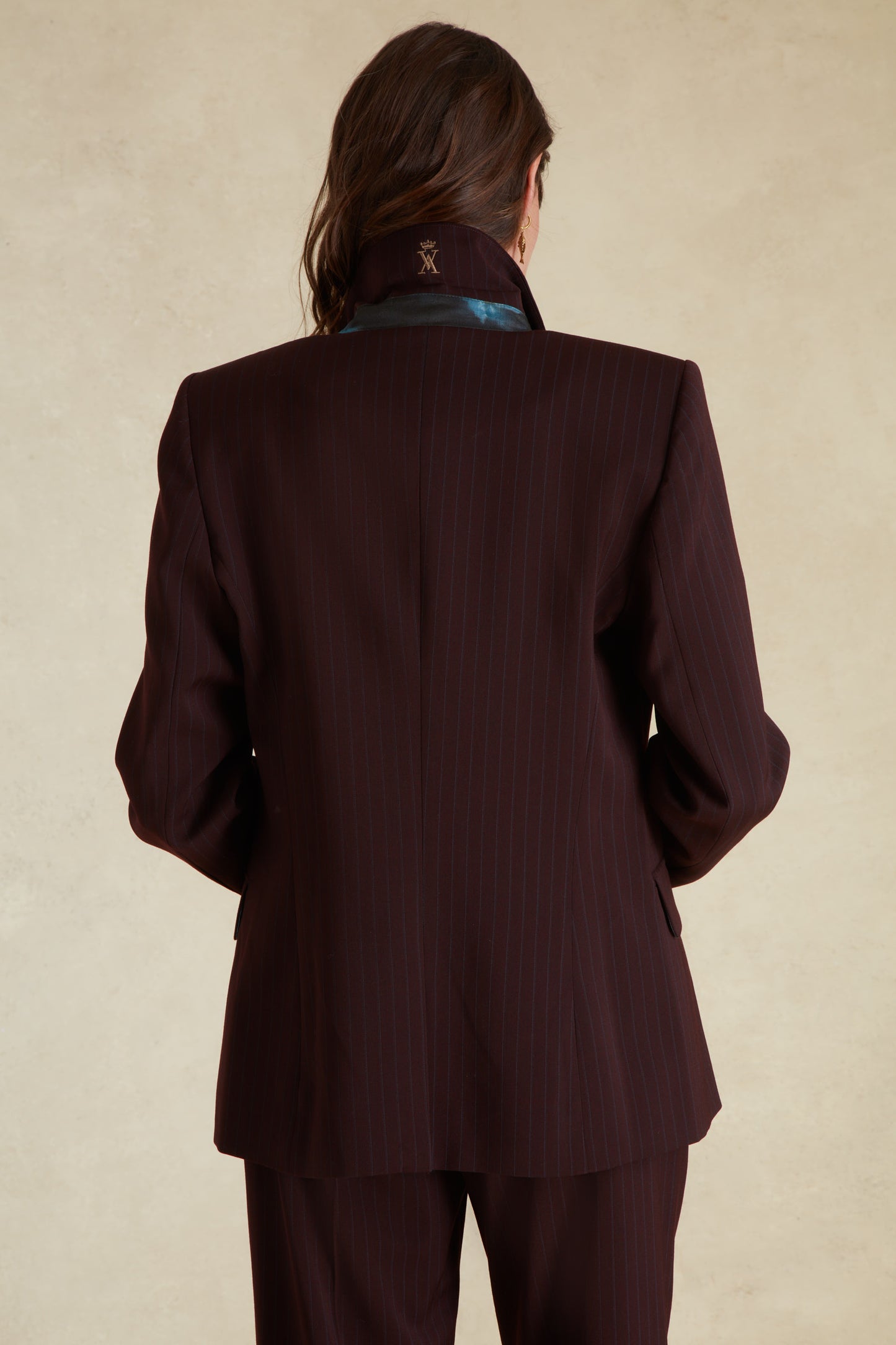 Blazer Droit à Fines Rayures
