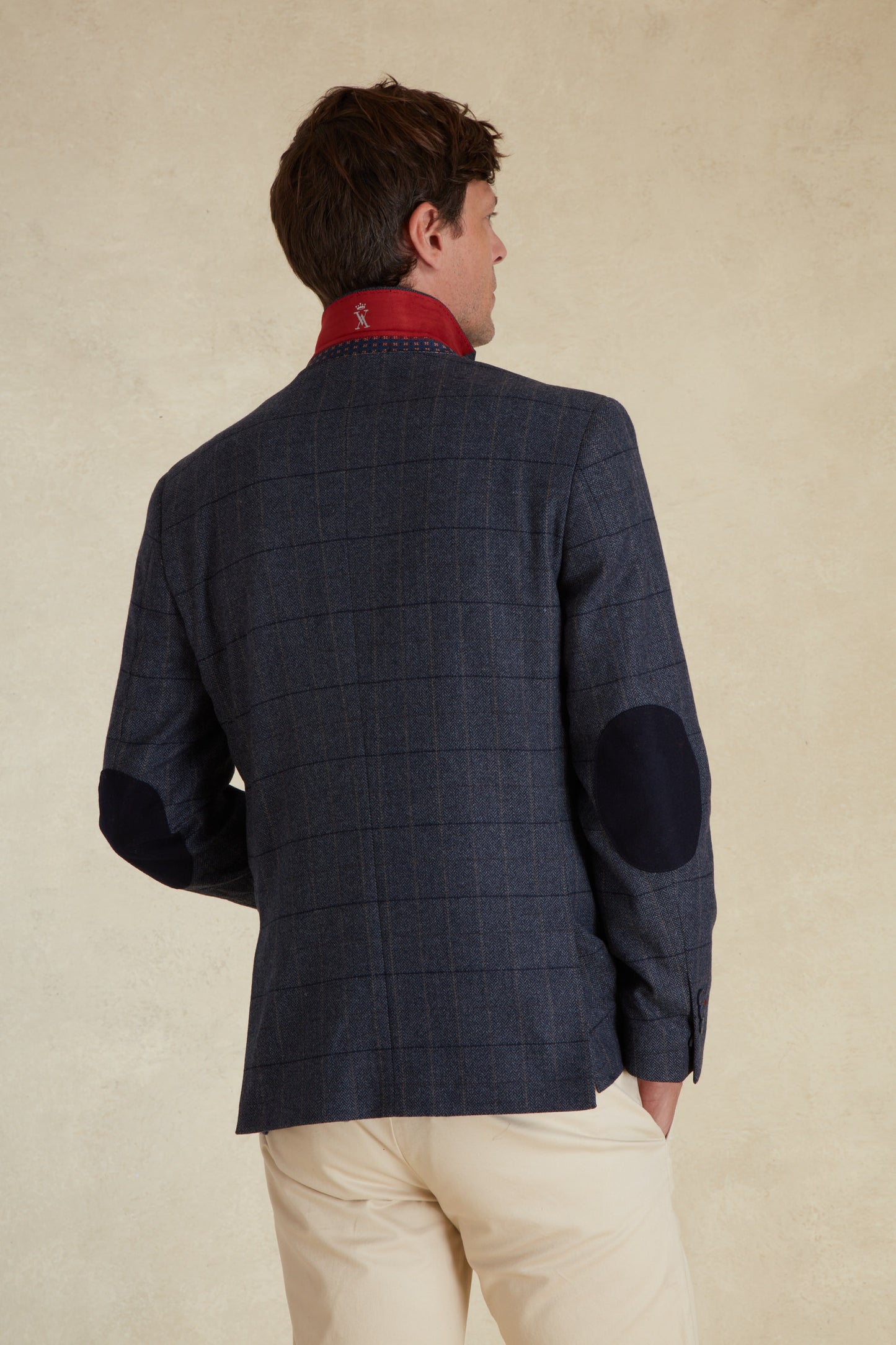 Blazer Ajusté à Motifs Carreaux avec Parmenture
