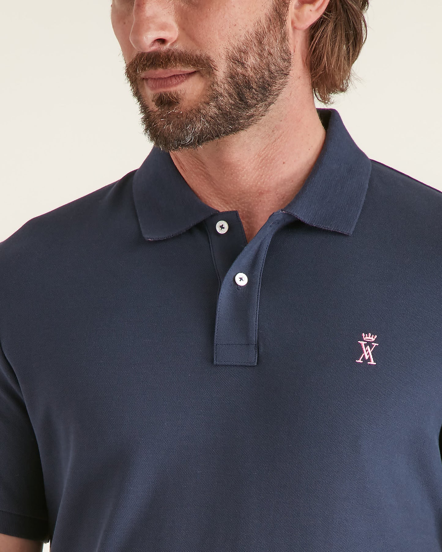 Logo brodé Vicomte A polo Pablo bleu marine homme