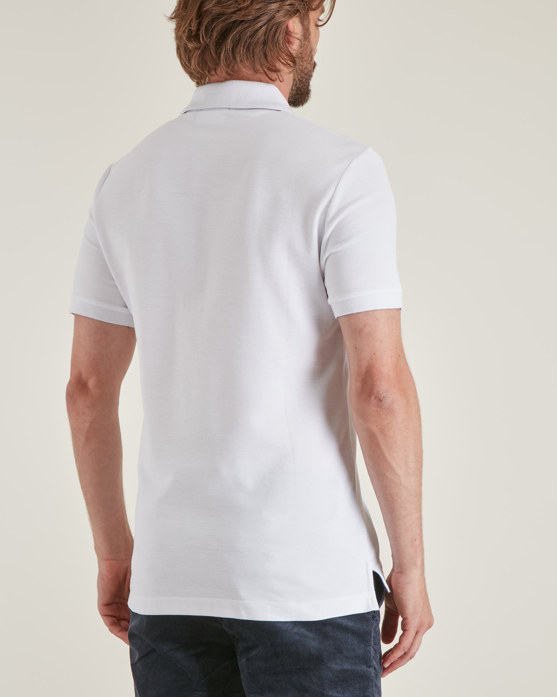 Polo Pablo blanc manches courtes homme coupe regular vu de dos