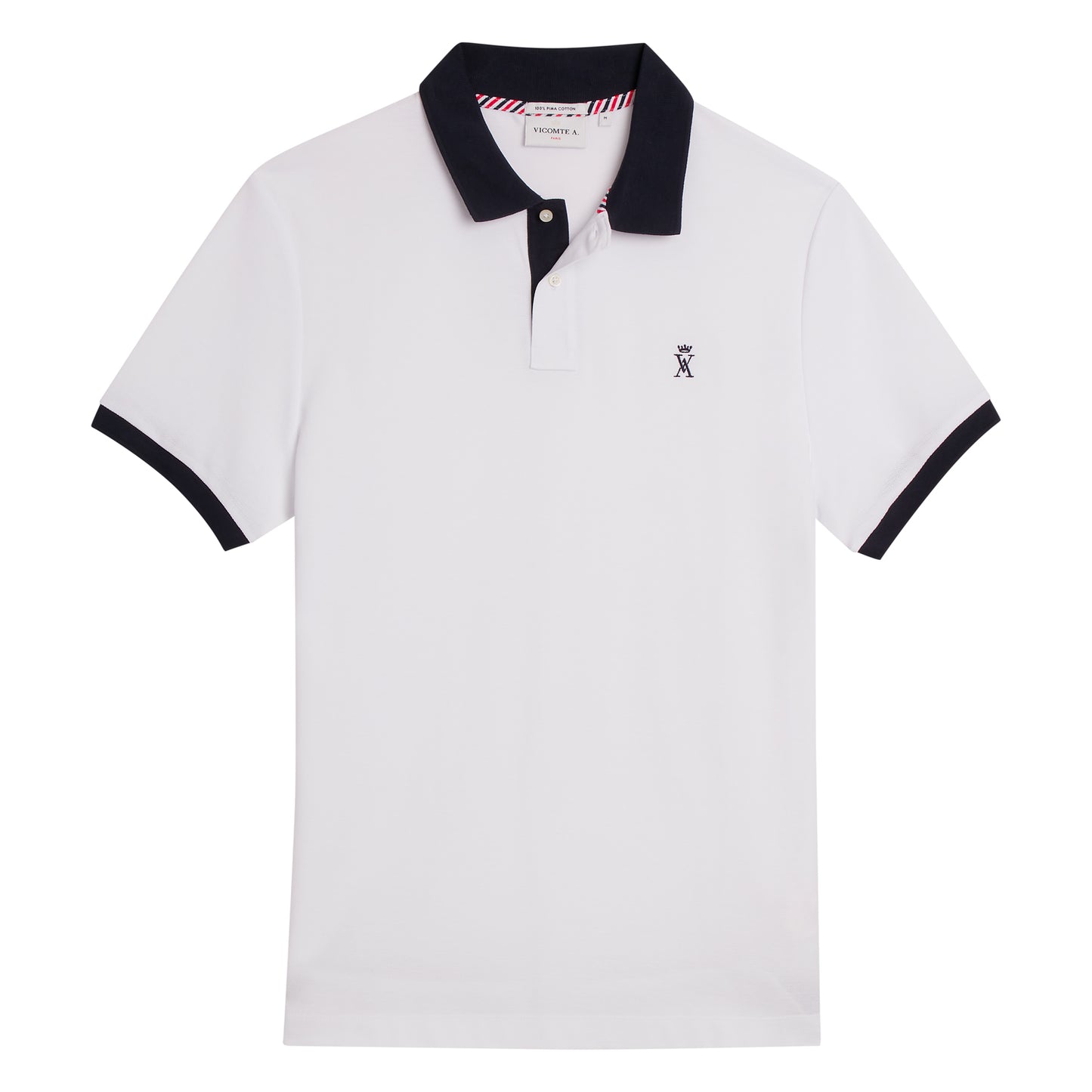 Polo homme blanc à manches courtes avec logo Vicomte A.