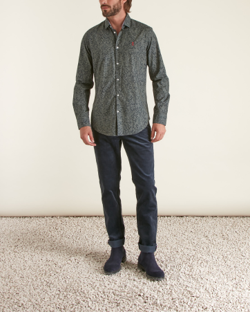 Chemise Slim à Imprimé Feuillage