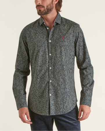 Chemise Slim à Imprimé Feuillage