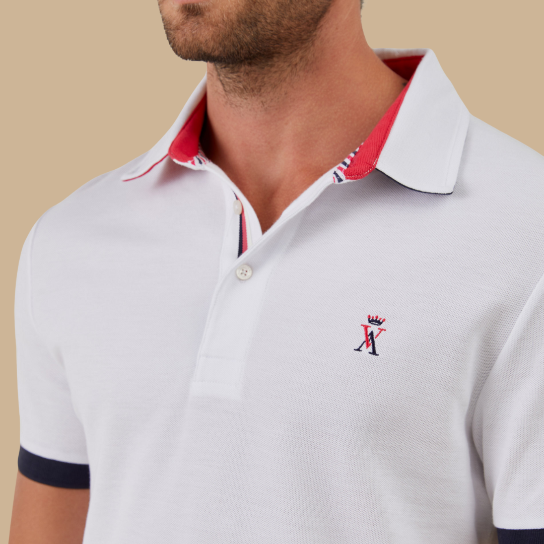 Polo PINO with short sleeves 100 % Cotton pima-White
