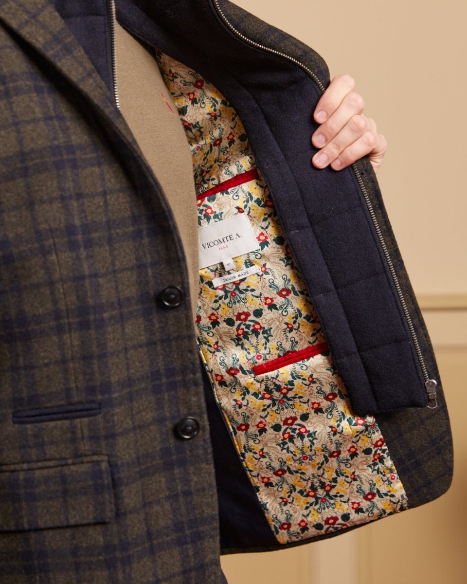 Blazer BRICE Slim Fit à Carreaux avec Coudières - Vert - Vicomte A
