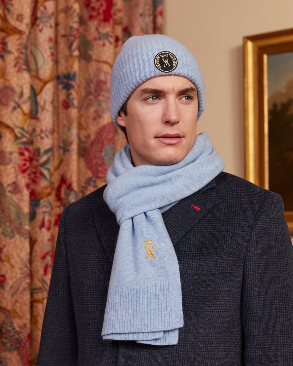 Homme Bonnet à logo en coton et laine Bleu foncé