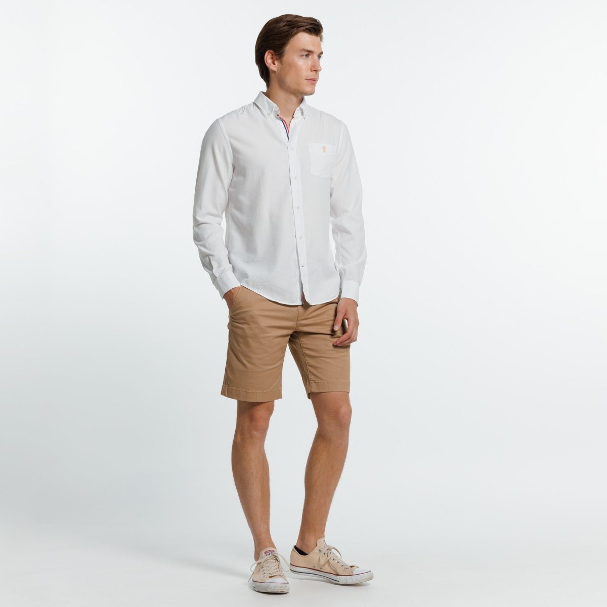 Chemise CARMEL Regular en Twill PAT - Blanc - Vicomte A