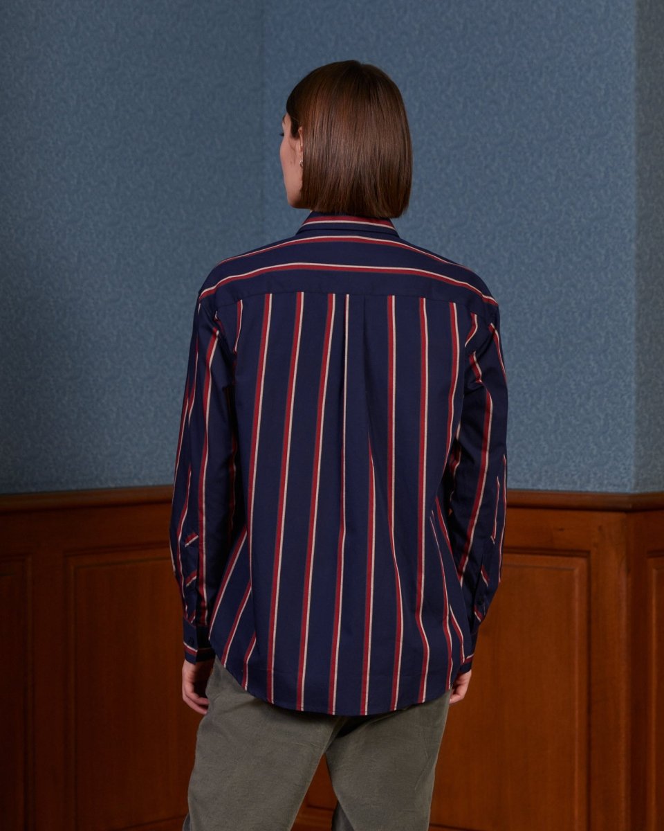Chemise CASSY regular en coton à rayures - Bleu - Vicomte A