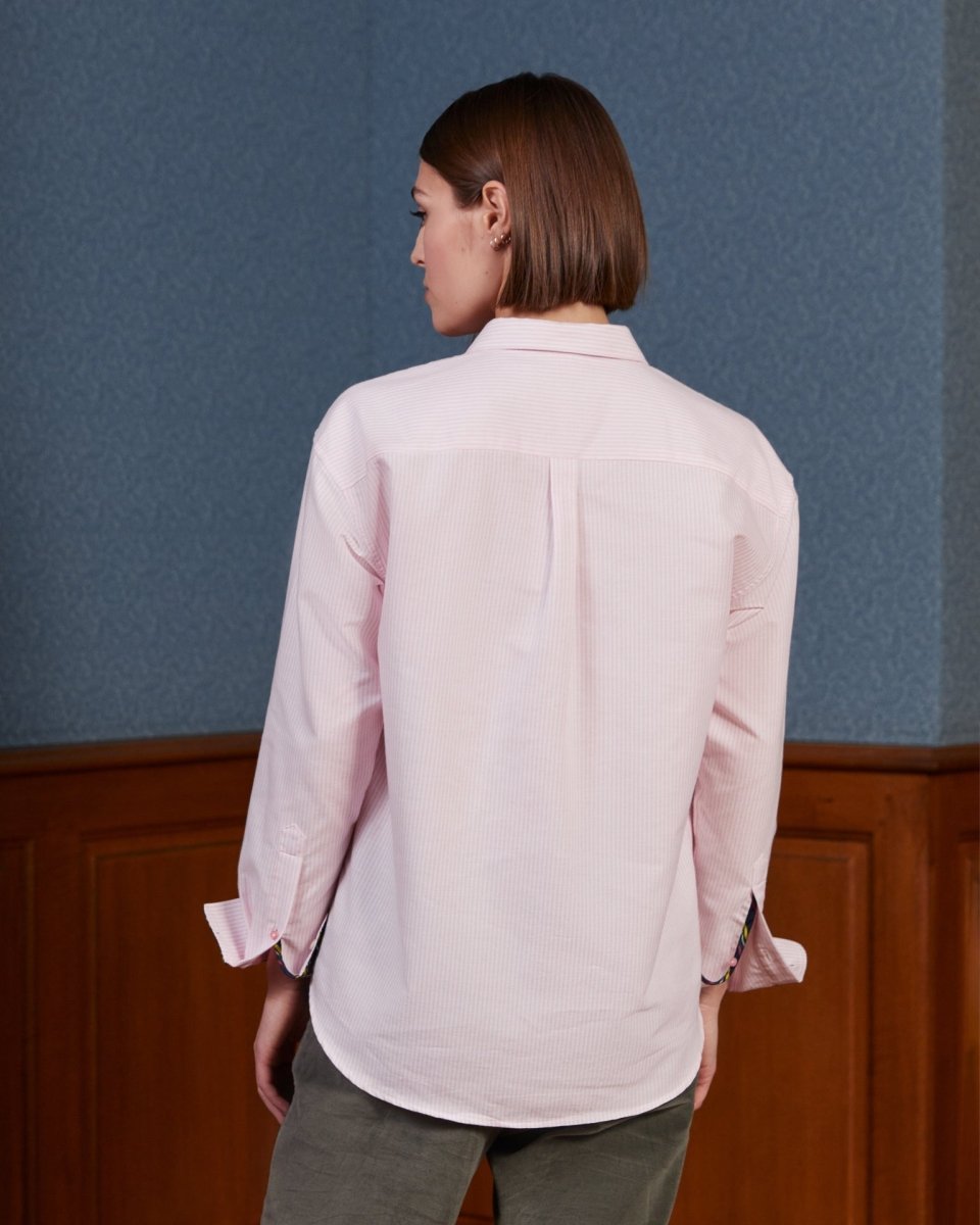 Chemise CELENA regular en coton à rayures - Rose - Vicomte A
