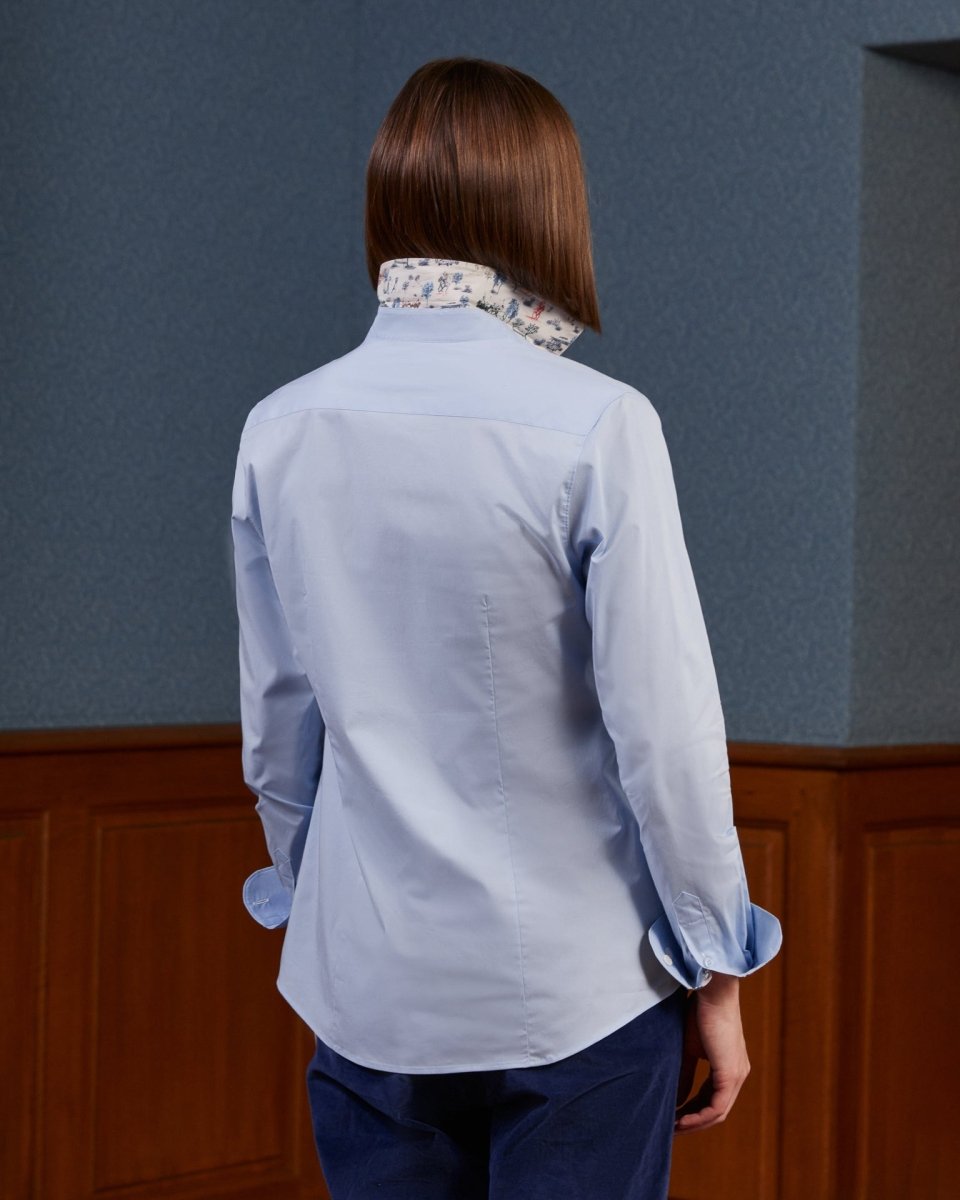 Chemise CELINE Slim en coton uni - Bleu ciel - Vicomte A