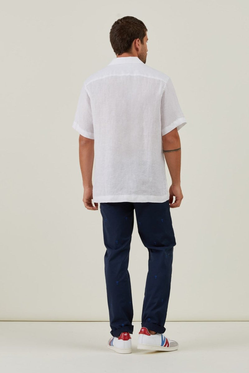 Chemise CLAUDE Manches courtes en Lin Uni - Blanc - Vicomte A