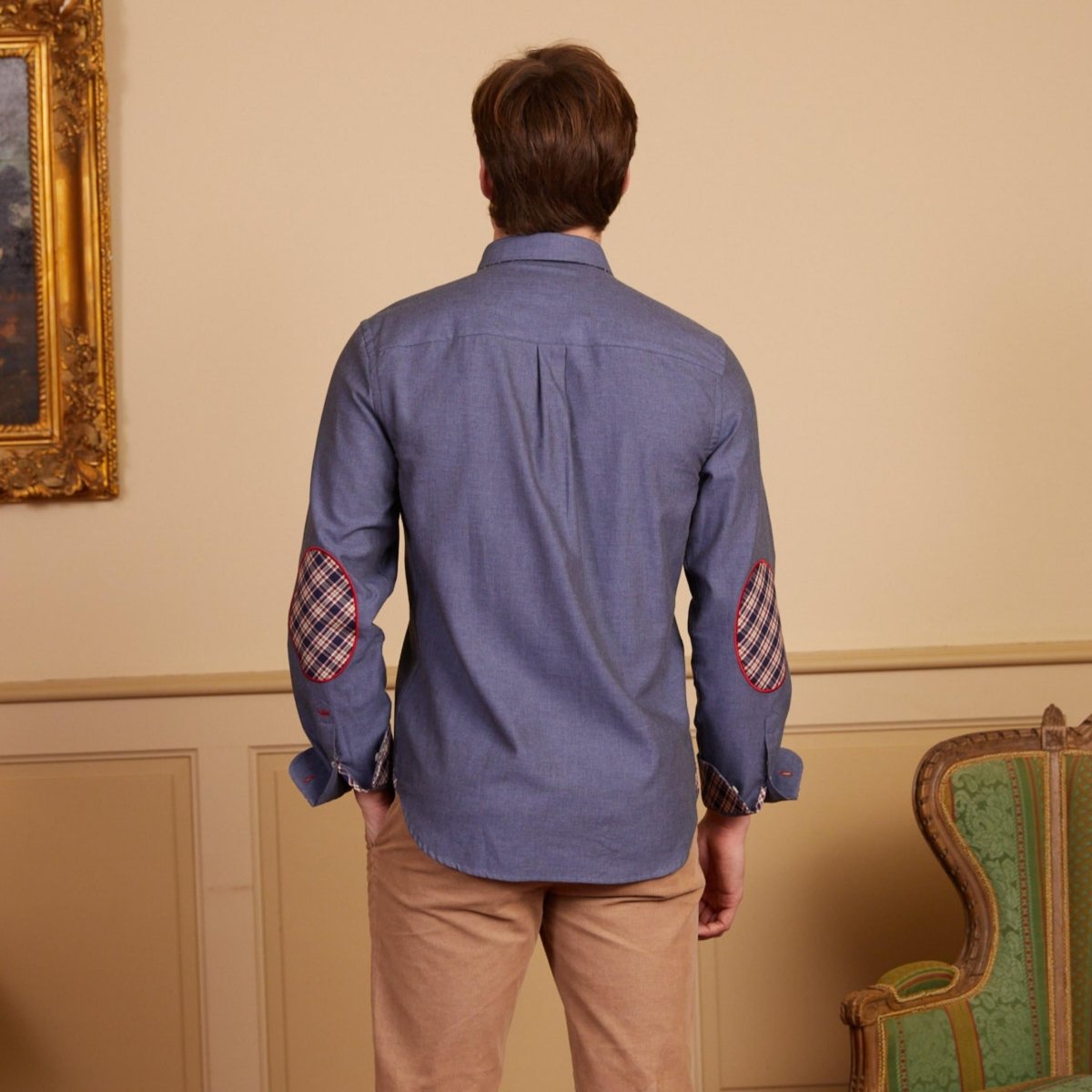 Chemise COLIN regular 100% coton en flanelle - Bleu - Vicomte A