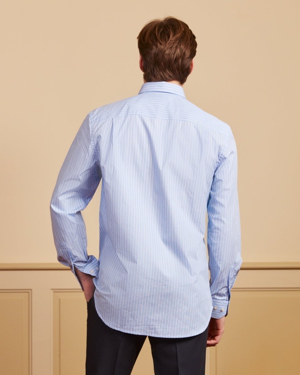 Chemise CONSTANTIN 100% coton organique à rayures - Bleu ciel - Vicomte A