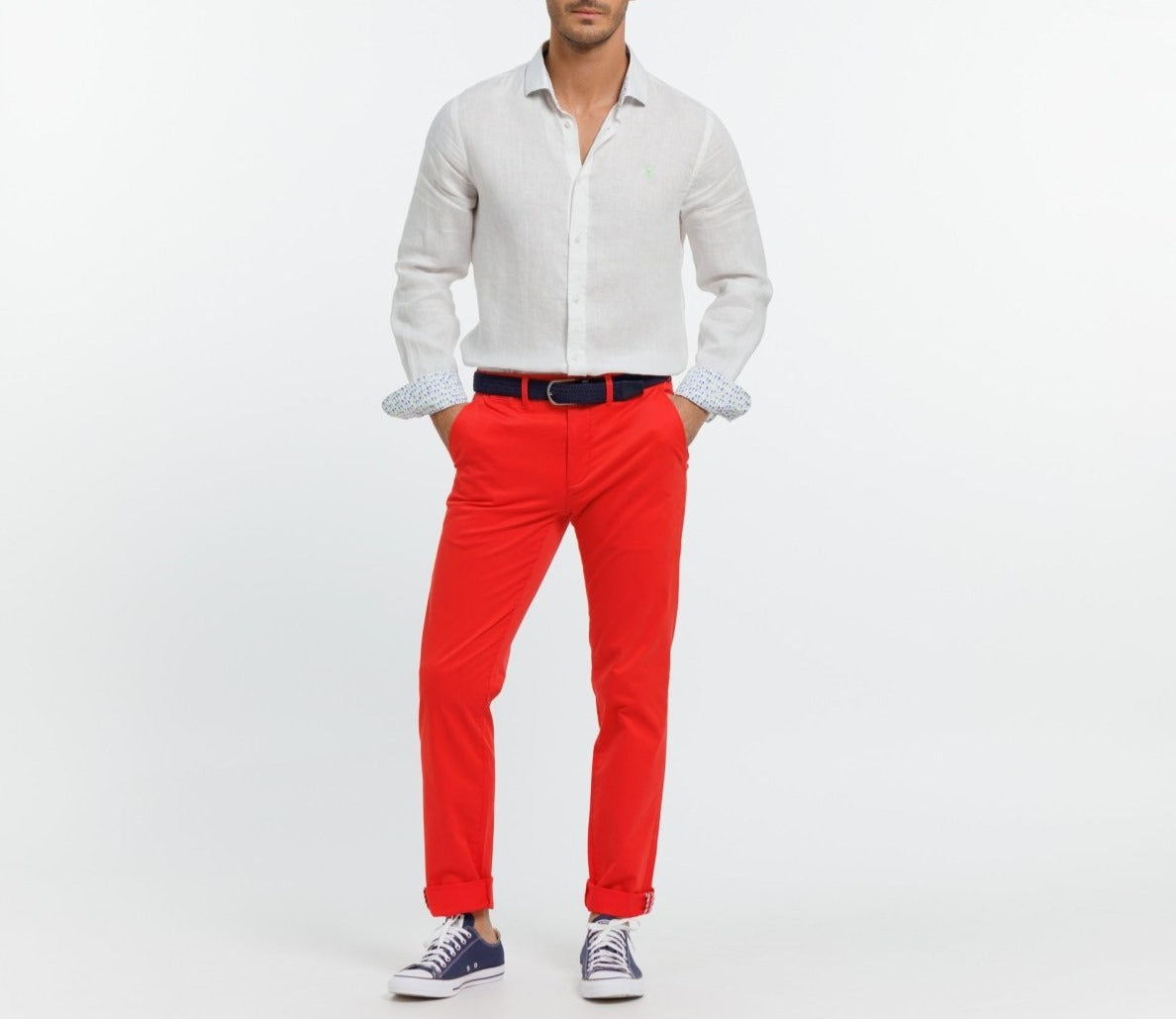 Chemise Slim CLAY1 100% Lin Uni - Blanc - Vicomte A