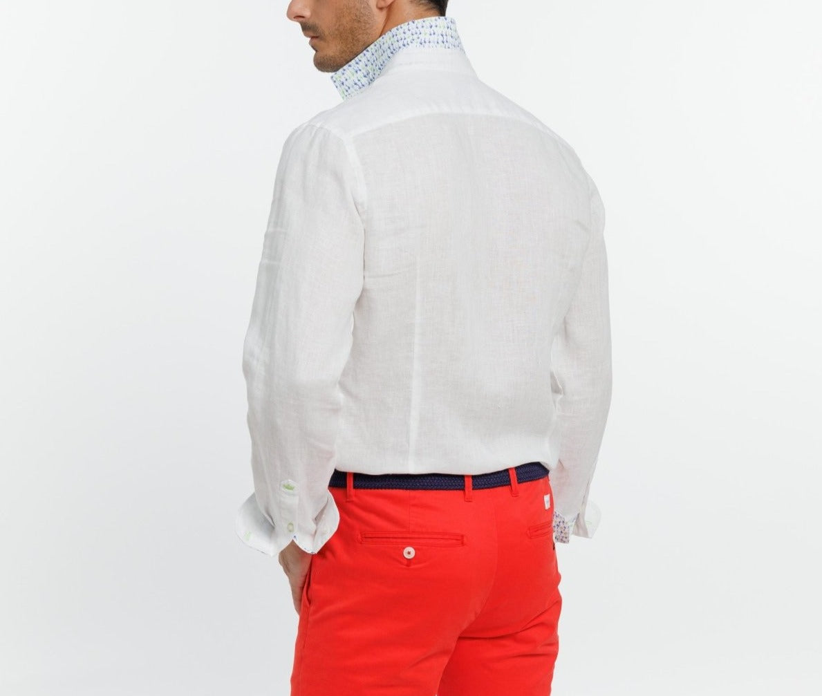 Chemise Slim CLAY1 100% Lin Uni - Blanc - Vicomte A