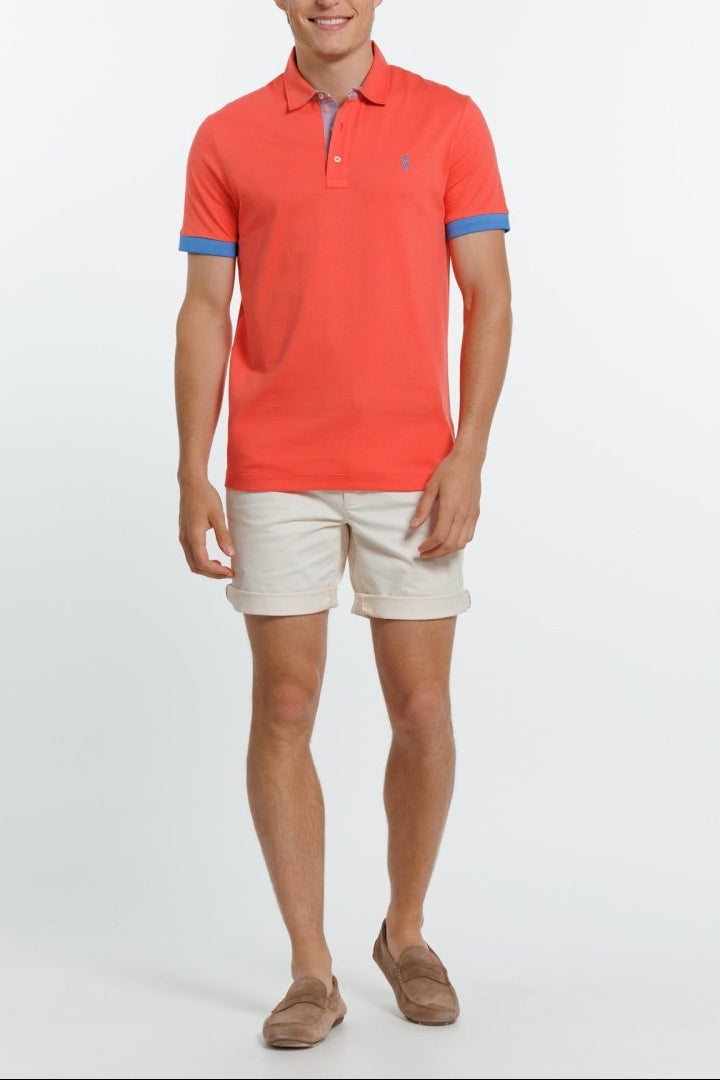 Polo PERCY manches courtes en Coton Uni - Rose - Vicomte A