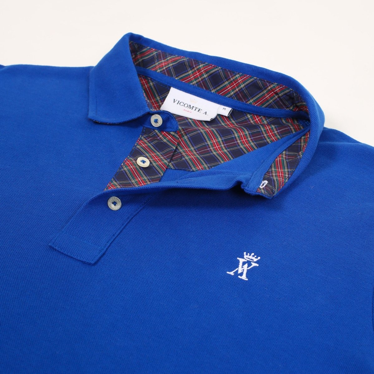 Polo PICKERING à coudières 100% coton uni - bleu roi - Vicomte A