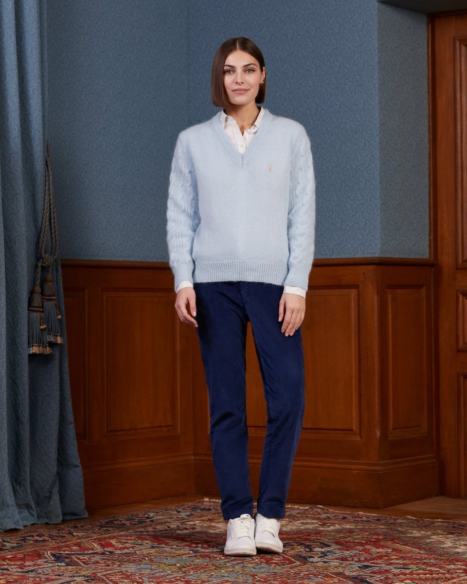 Pull KRISTELLE en mohair uni - Bleu ciel - Vicomte A
