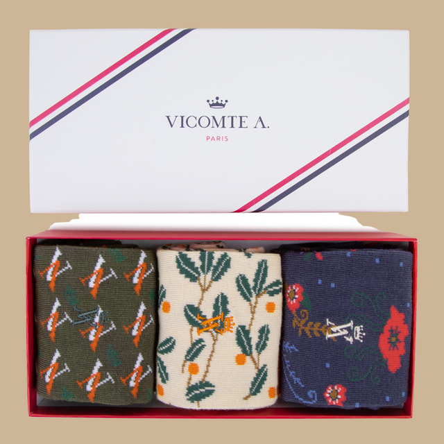ANALOG socks box with fancy cotton embroidery - Multicolor - Image principale