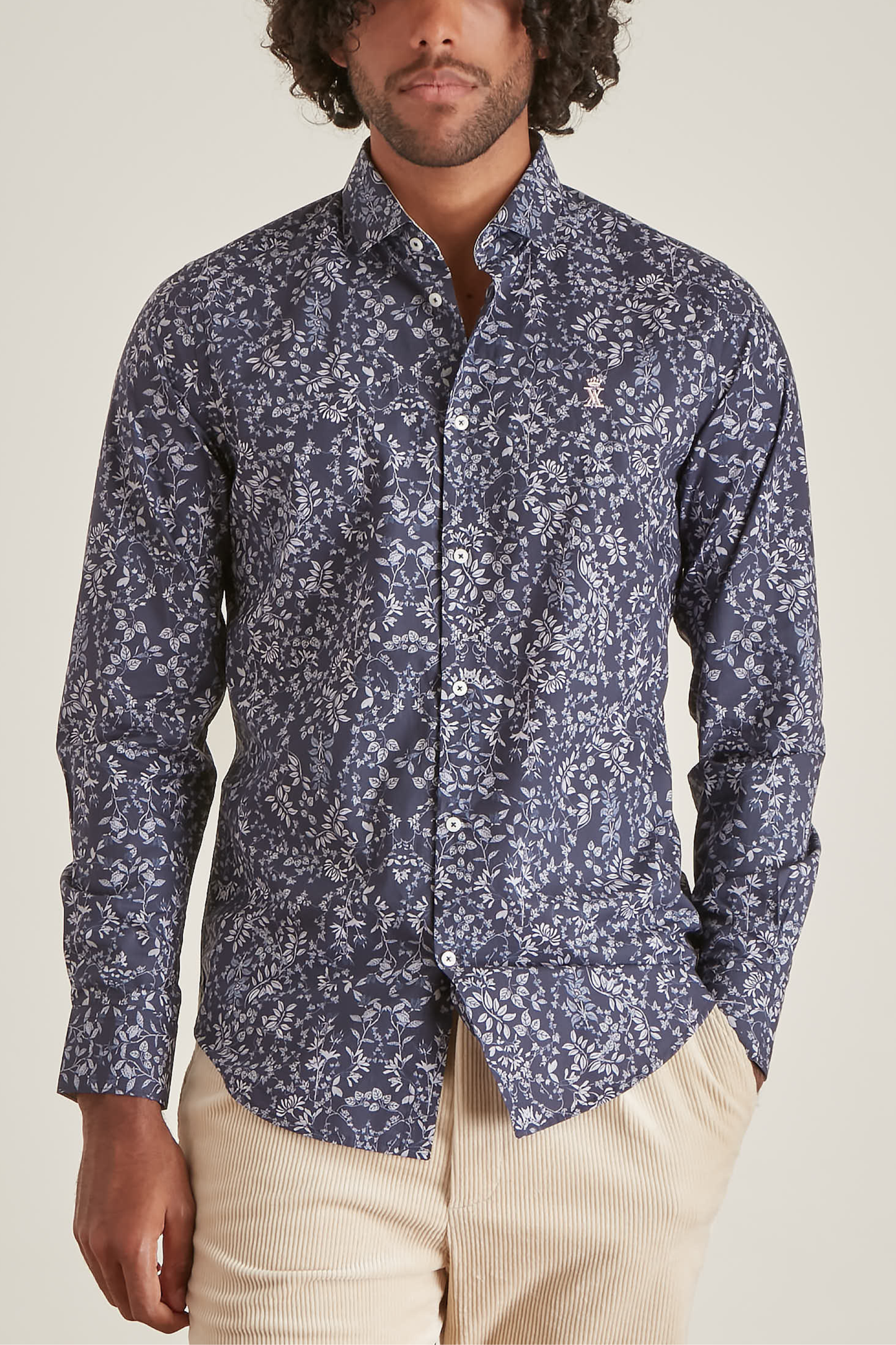 Chemise Slim à Imprimé Feuillage