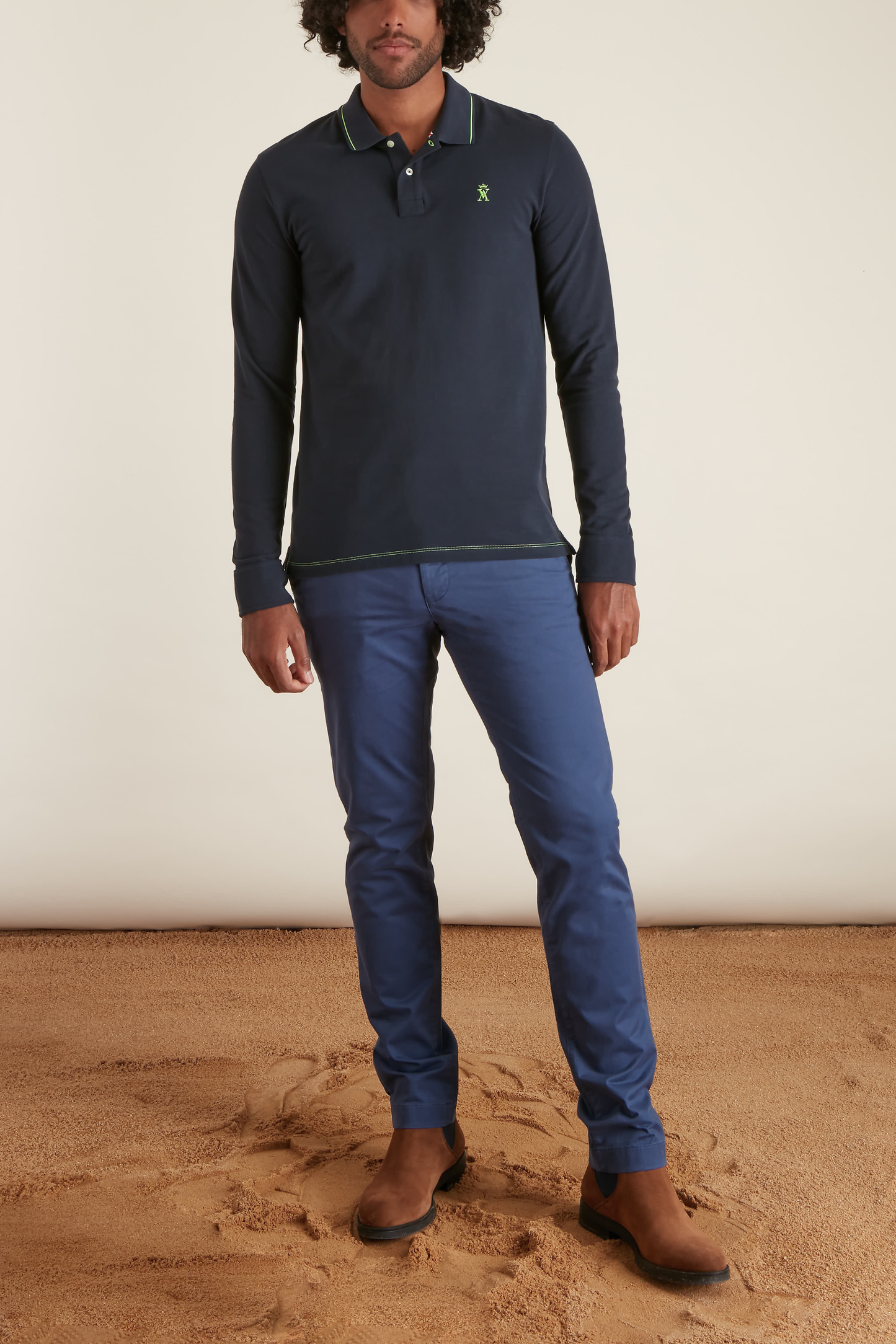 Polo Ajusté à Détails Fluo