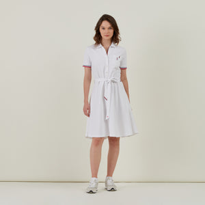 Robe Polo RAFA Patineuse en Coton piqué Uni - Blanc