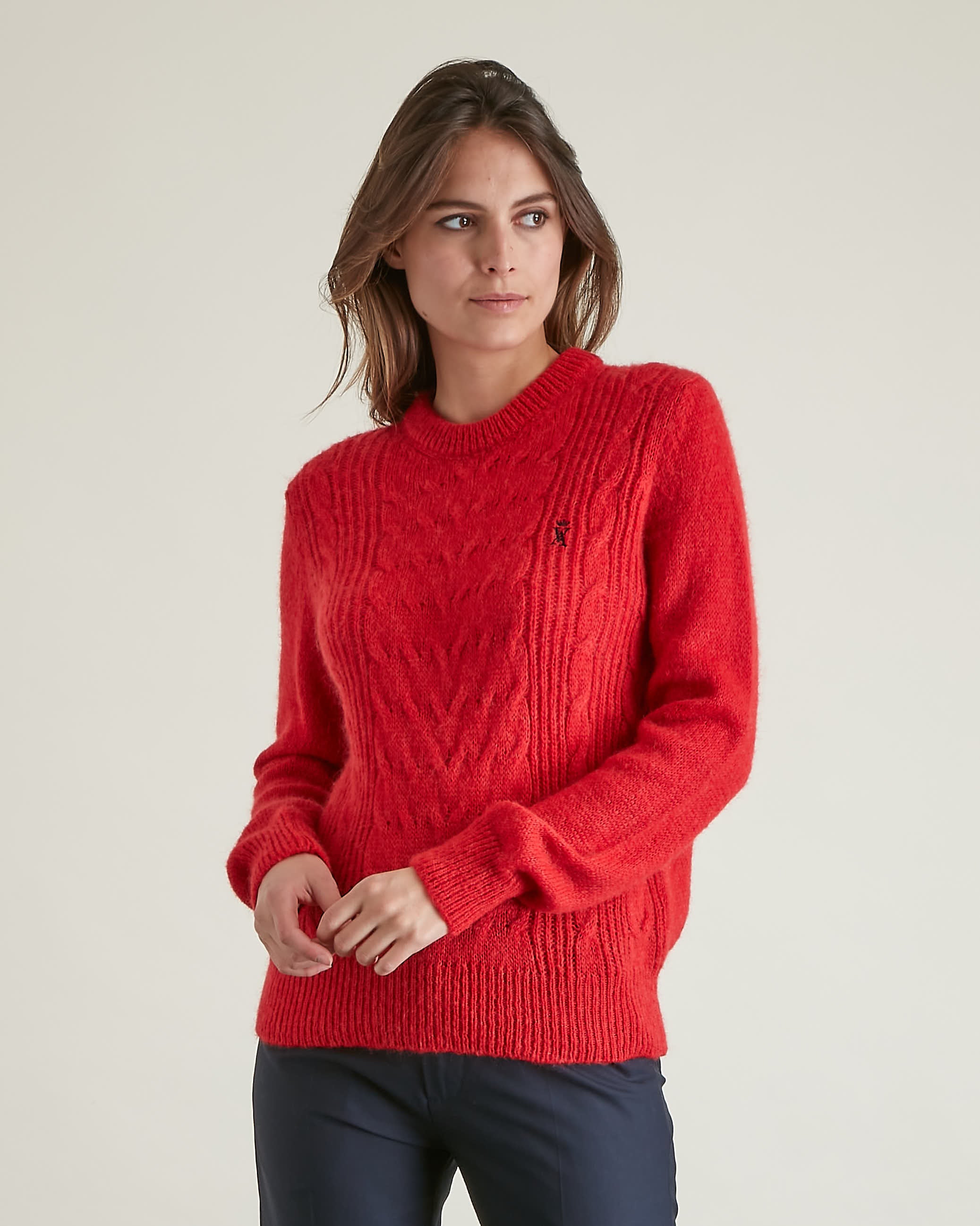 Pull laine rouge femme sale