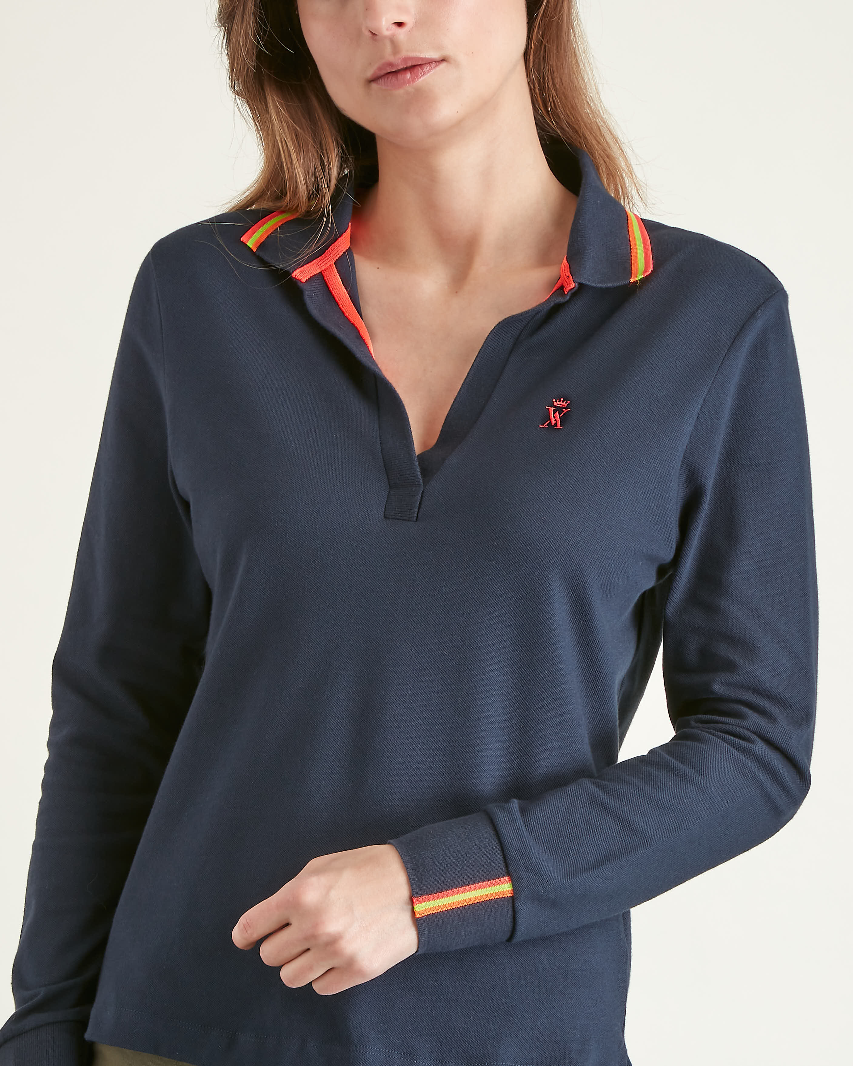 Polo Phidy 100 Coton Pique Femme Bleu nuit Vicomte A