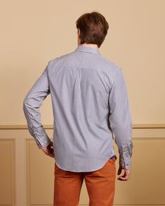 CONRAD regular 100% cotton striped shirt - Midnight blue