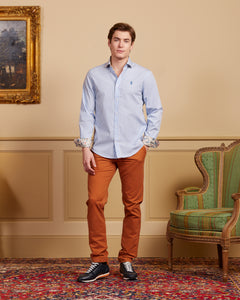 Conrad Regular 100% Cotton Striped Shirt - Sky Blue