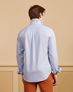 Conrad Regular 100% Cotton Striped Shirt - Sky Blue