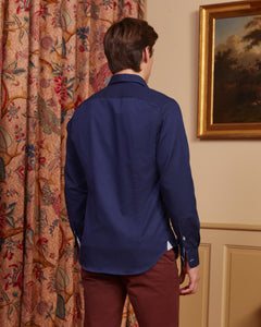 CLOVIS slim shirt 100% cotton with micro polka dots - Navy blue