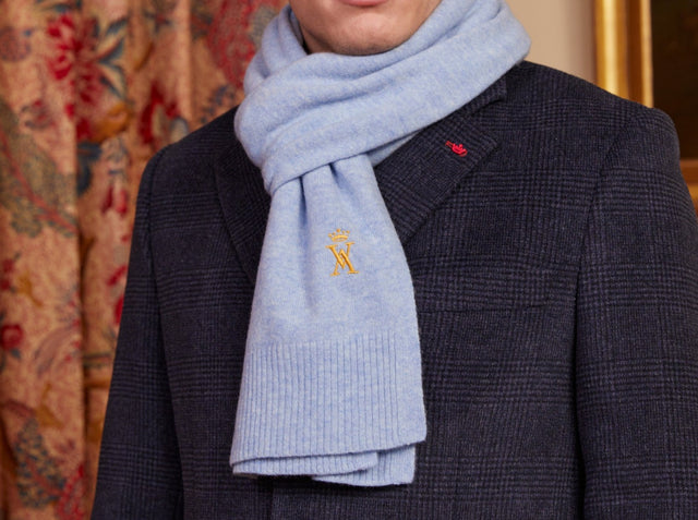 ALIX scarf in plain responsible wool - Sky blue - Image principale