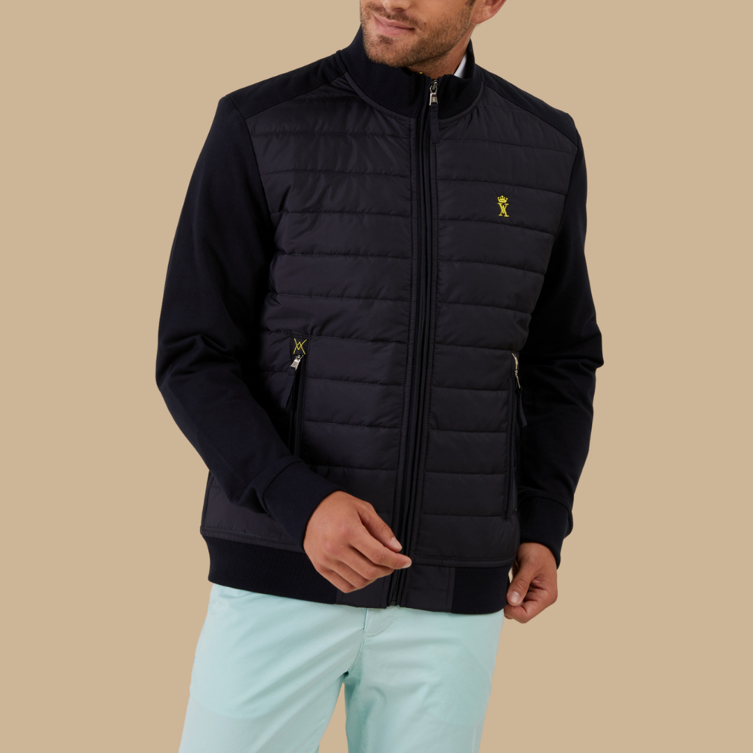 OLAF Men's Quilted Cotton Jacket - Navy Blue
