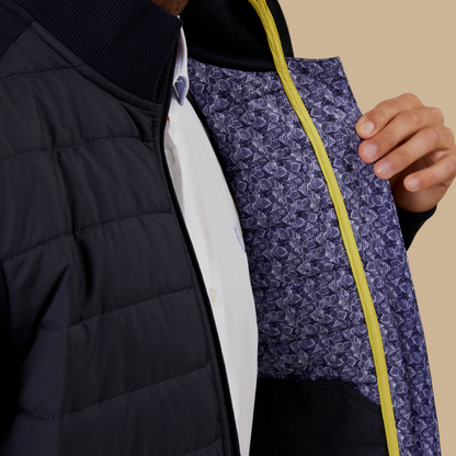 OLAF Men's Quilted Cotton Jacket - Navy Blue
