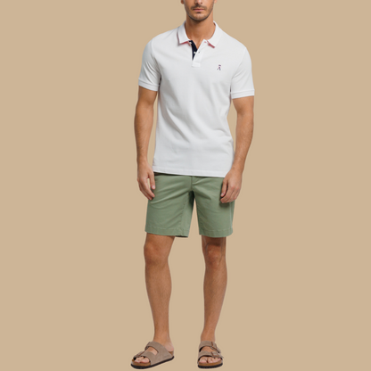 PIBO short-sleeved polo shirt 100% cotton pique - White