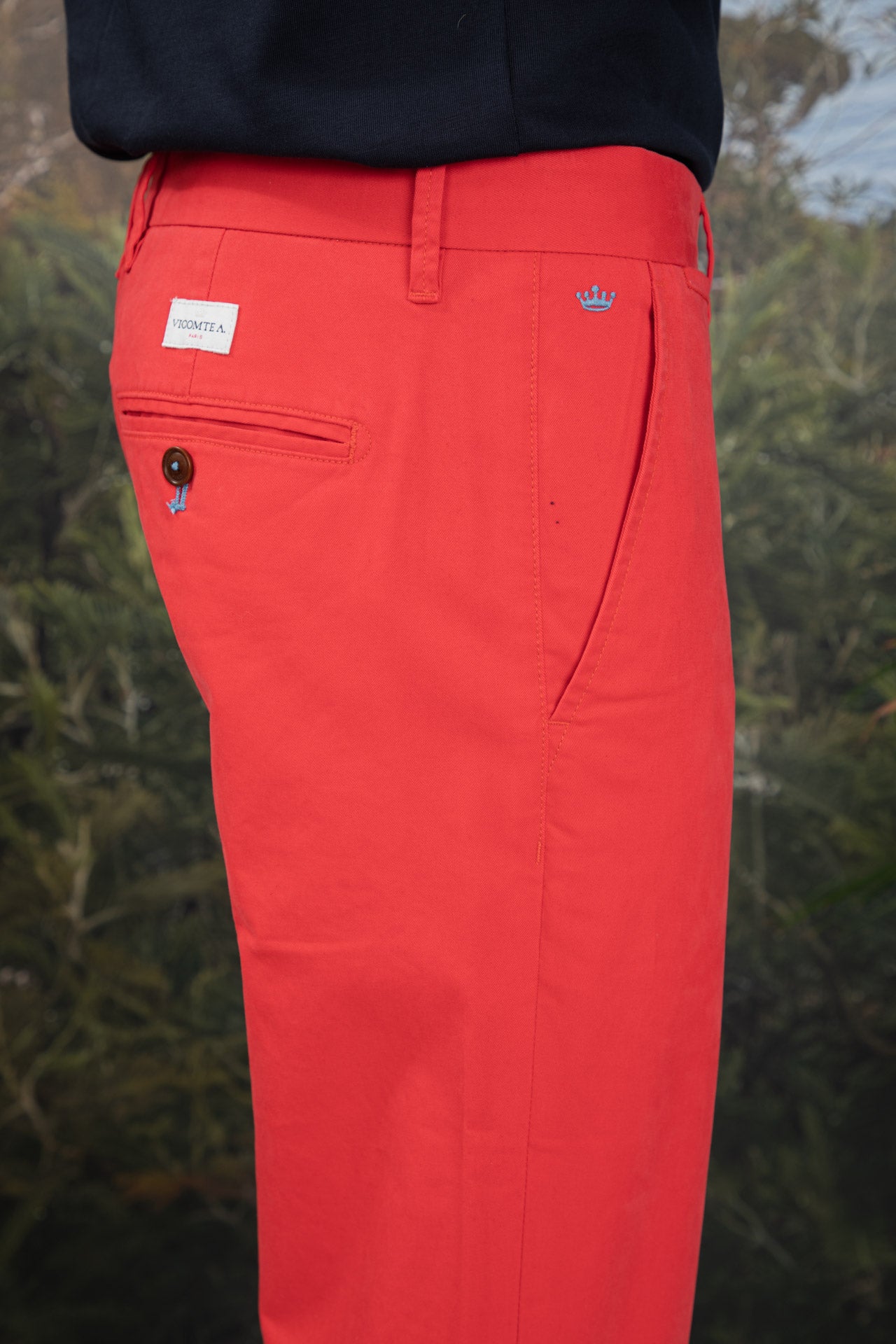 Pantalon chino Droit en Coton Uni homme Rouge cannes Vicomte A