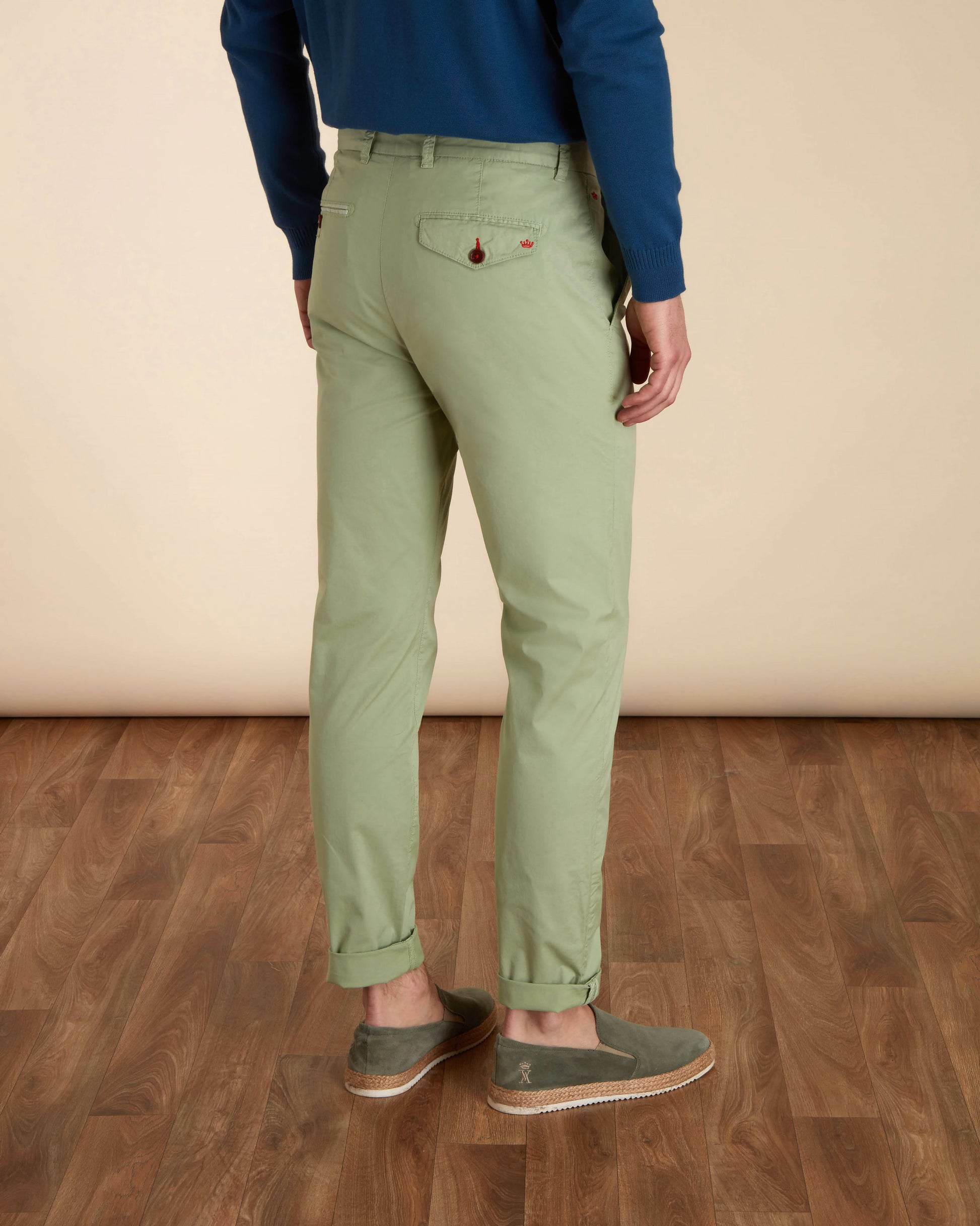 Pantalon Chino Slim Homme en Coton Vert Sauge – Vicomte A