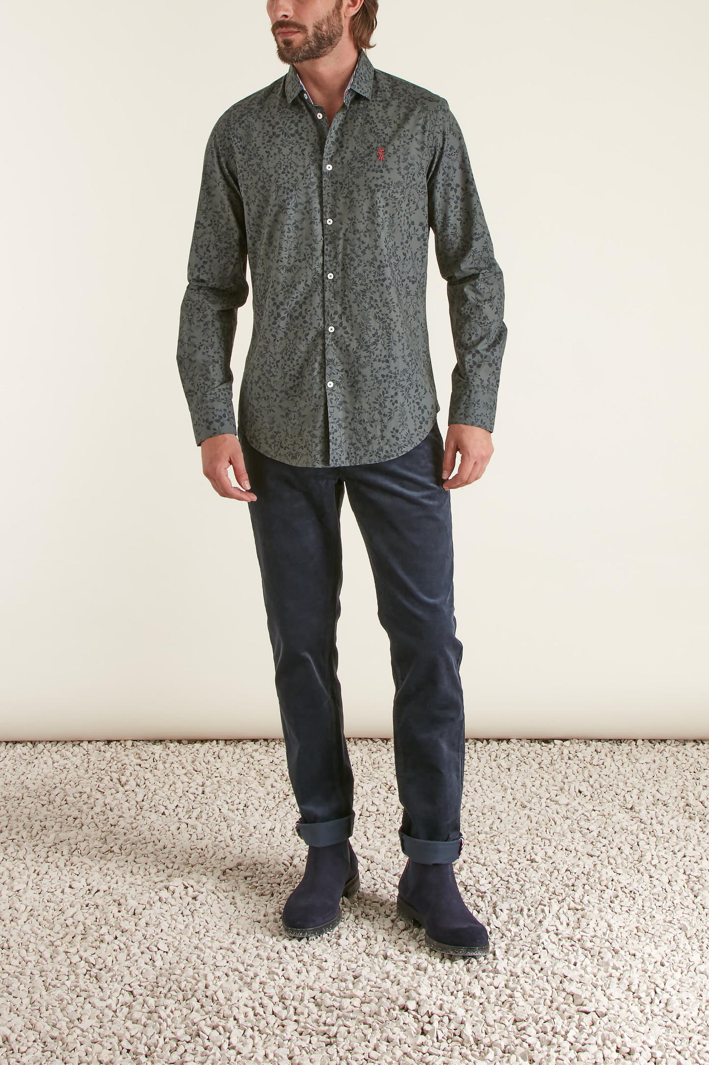 Chemise Slim à Imprimé Feuillage