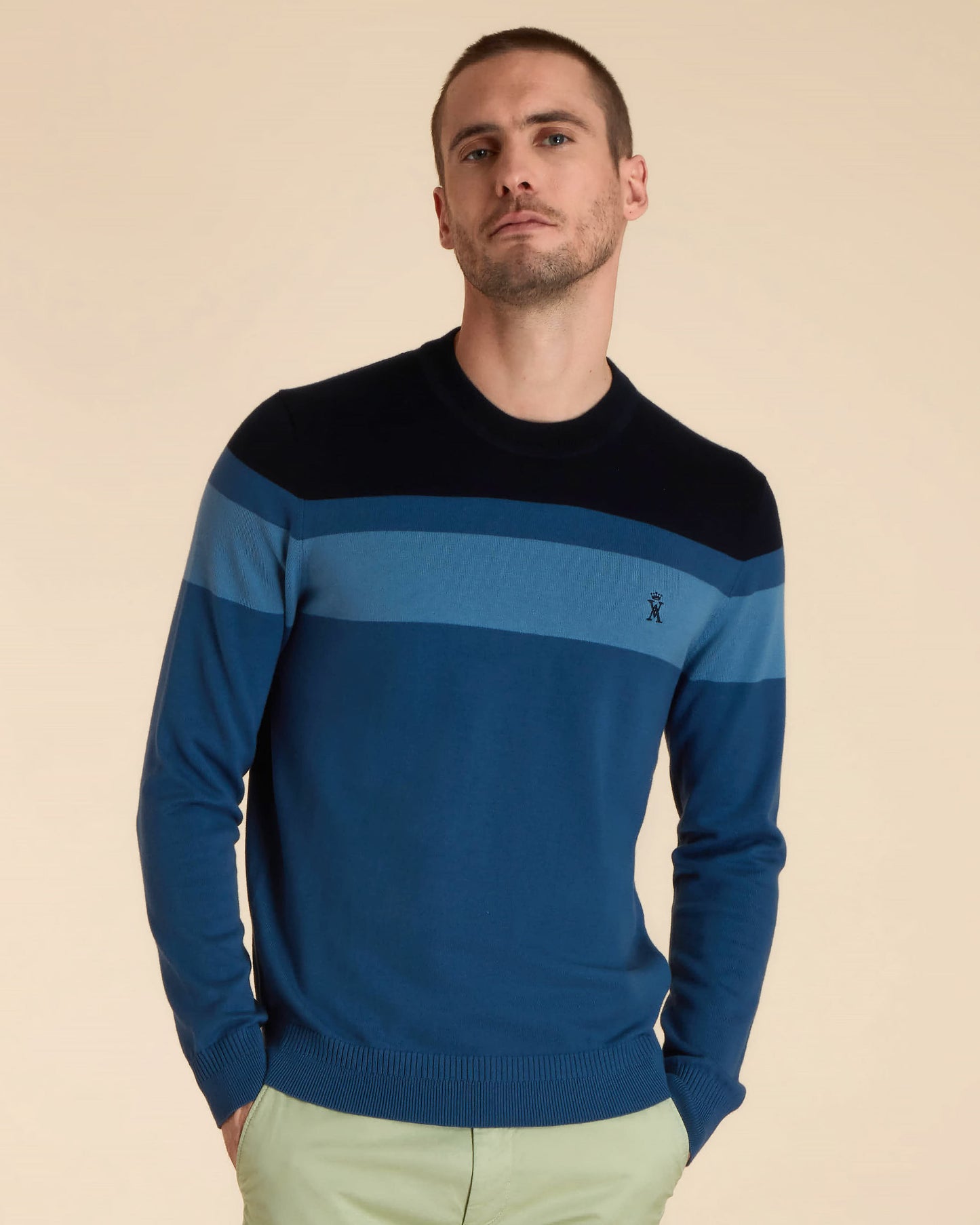 Pull Col Rond Colorblock