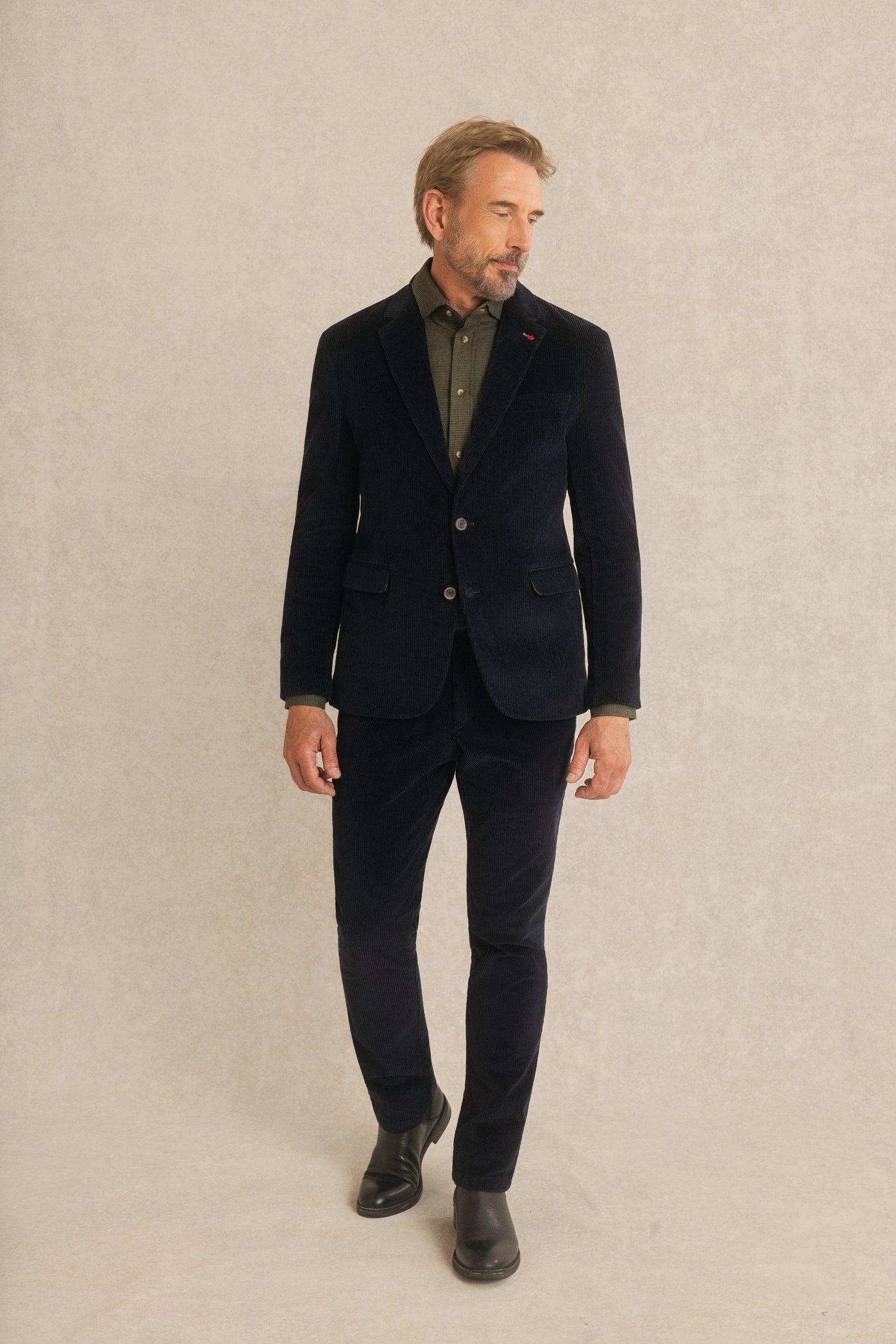 Blazer Ajusté en Velours Côtelé