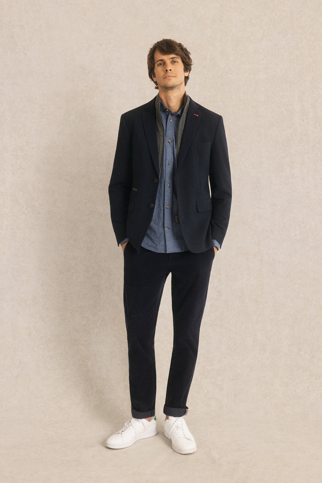 Blazer Ajusté Uni avec Parmenture - Image principale